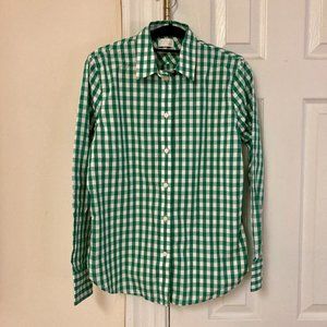 Green Gingham Button-up Shirt J.Crew Size 4